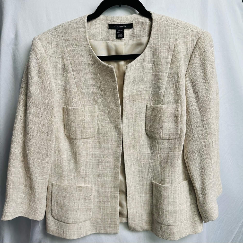 Blazer Louben - Women’s cream textured jacket.